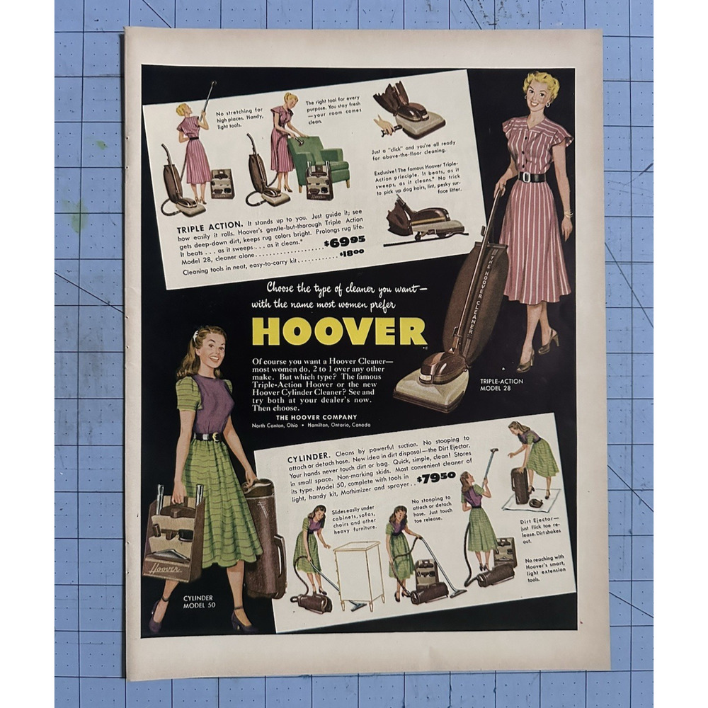 VTG 1948 Orig Magazine Ad HOOVER Vacuum Cleaner The Cleaner Name You Trust